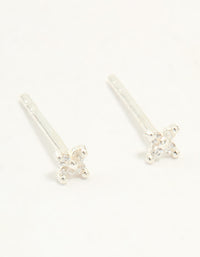 Sterling Silver Cubic Zirconia Micro Flower Stud Earrings - link has visual effect only