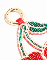Red Beaded Cherry Outline Keychain - link has visual effect only