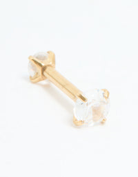 Gold Plated Surgical Steel Cubic Zirconia Reversible Flat Back Stud - link has visual effect only