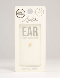 Gold Plated Surgical Steel Cubic Zirconia Micro Star Flat Back Stud - link has visual effect only