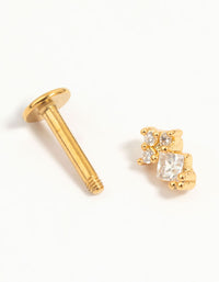 Gold Plated Surgical Steel Cubic Zirconia Micro Cluster Flat Back Stud - link has visual effect only