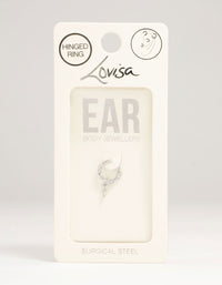 Surgical Steel Cubic Zirconia Celestial Drop Clicker Ring - link has visual effect only