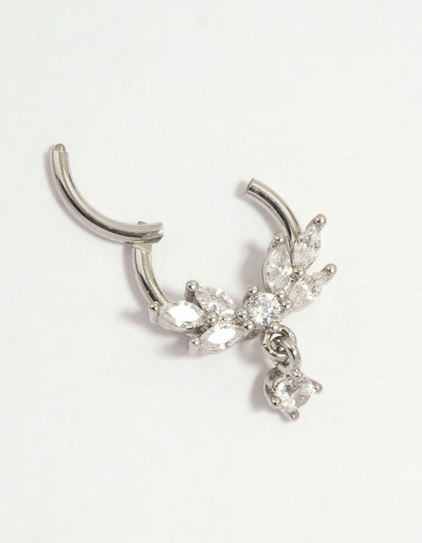 Surgical Steel Cubic Zirconia Marquise Drop Clicker Ring