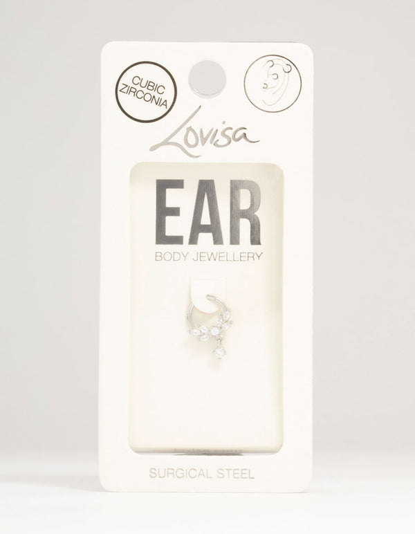 Surgical Steel Cubic Zirconia Marquise Drop Clicker Ring