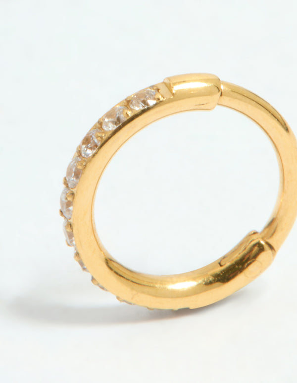 Gold Plated Surgical Steel Cubic Zirconia Micro Clicker