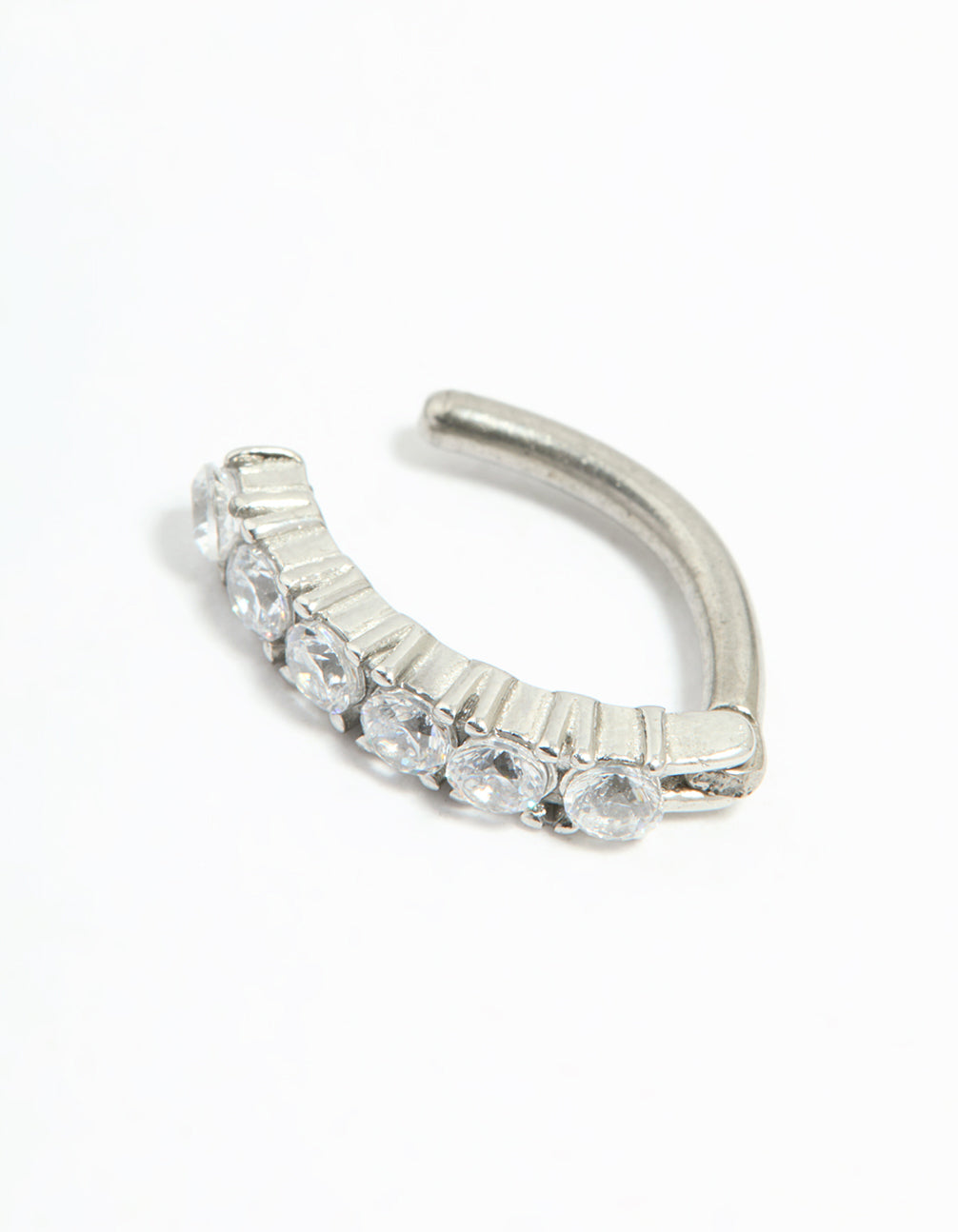 Titanium Cubic Zirconia Statement Curved Belly Ring