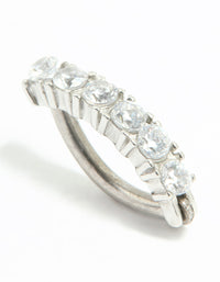 Titanium Cubic Zirconia Statement Curved Belly Ring - link has visual effect only