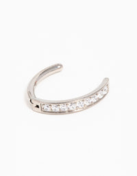 Titanium Cubic Zirconia Curved Ring Belly Ring - link has visual effect only