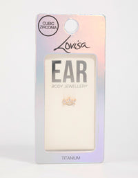 Gold Plated Titanium Cubic Zirconia  Pear Crawler Flat Back Stud - link has visual effect only