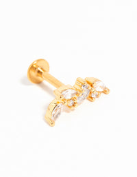 Gold Plated Titanium Cubic Zirconia Vine Crawler Flat Back Stud - link has visual effect only