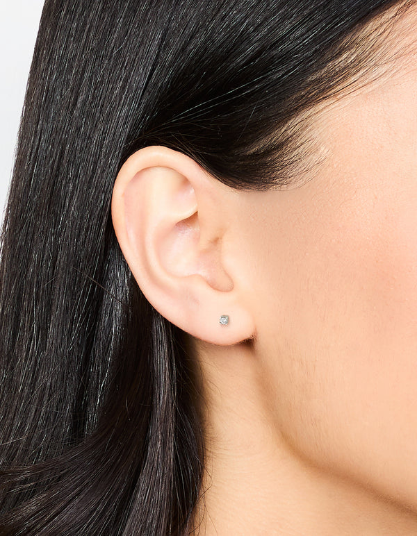 Titanium Cubic Zirconia Half Carat Flat Back Studs 2-Pack