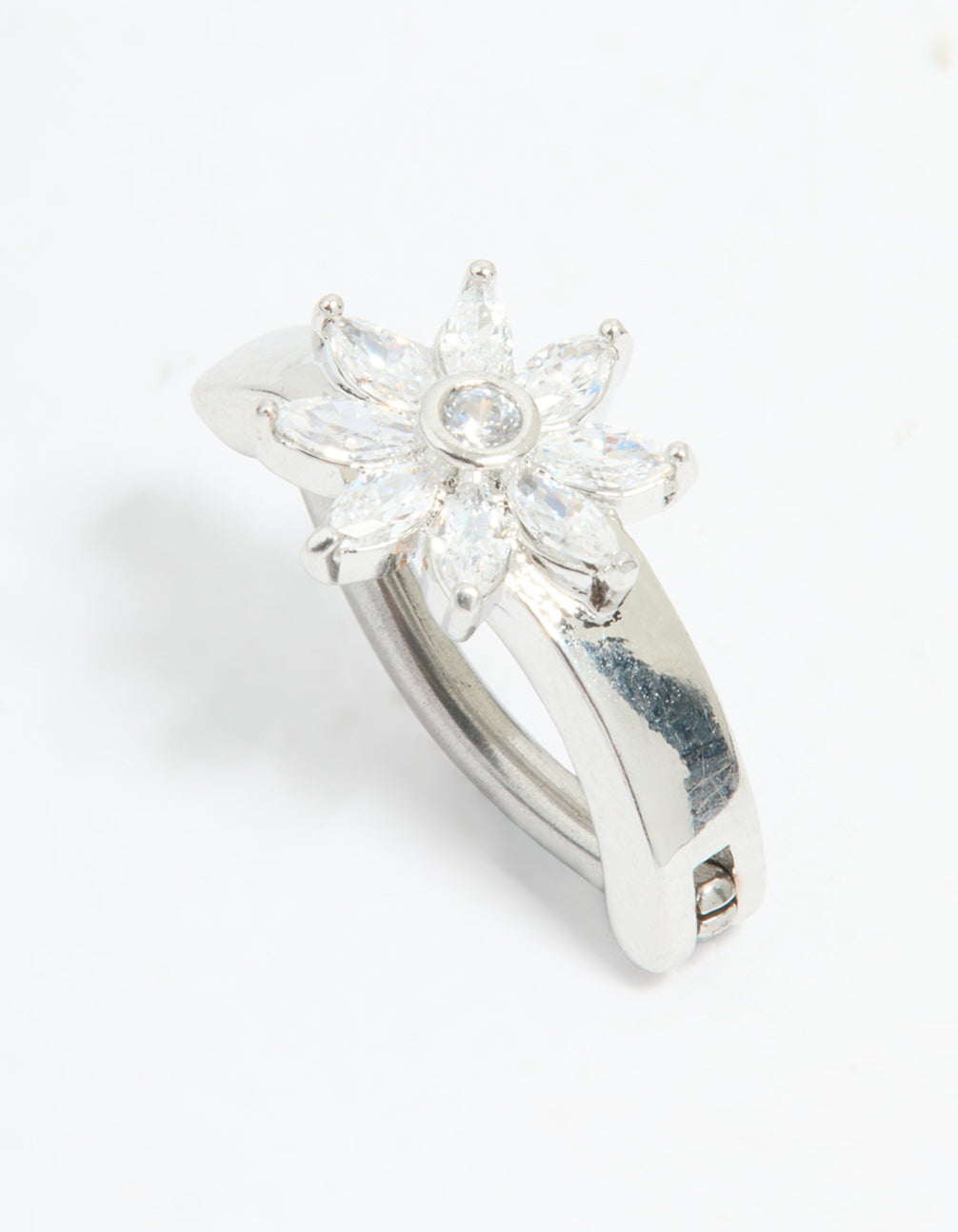 Surgical Steel Cubic Zirconia Flower Curved Belly Ring