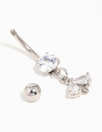 Surgical Steel Cubic Zirconia Bee Drop Belly Bar - link has visual effect only