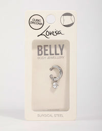 Surgical Steel Cubic Zirconia Drop Belly Ring - link has visual effect only