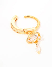 Gold Plated Surgical Steel Cubic Zirconia Celestial Curve Belly Ring - link has visual effect only