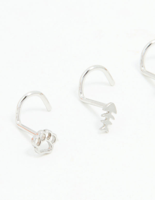 Surgical Steel Pet Motif Nose Stud 3-Pack