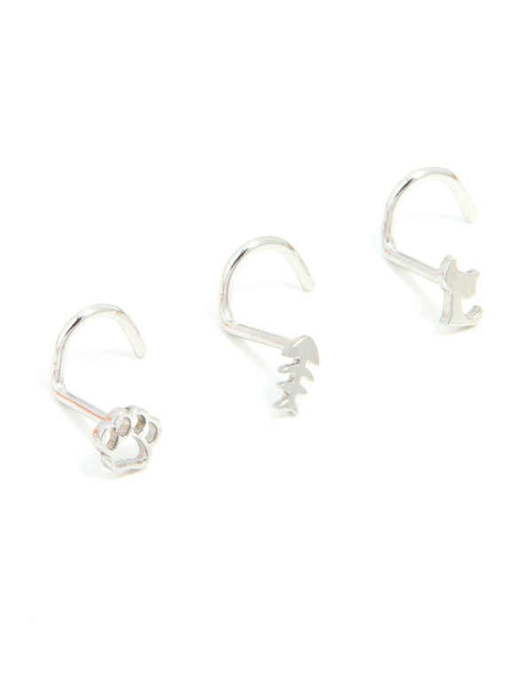 Surgical Steel Pet Motif Nose Stud 3-Pack
