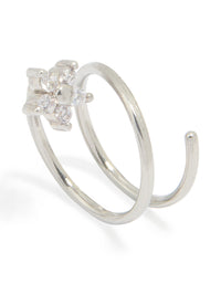 Surgical Steel Cubic Zirconia Flower Twist Nose Ring - link has visual effect only