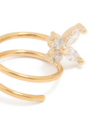 Gold Plated Surgical Steel Cubic Zirconia Butterfly Twist Nose Ring - link has visual effect only