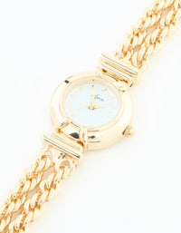 Gold Round Chain Watch Bracelet - link has visual effect only