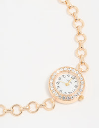 Gold Diamante Round Watch Choker Necklace - link has visual effect only