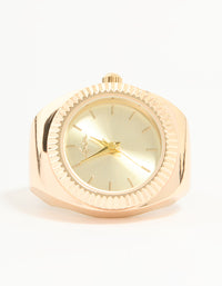 Gold Watch Fluted Bezel Ring - link has visual effect only