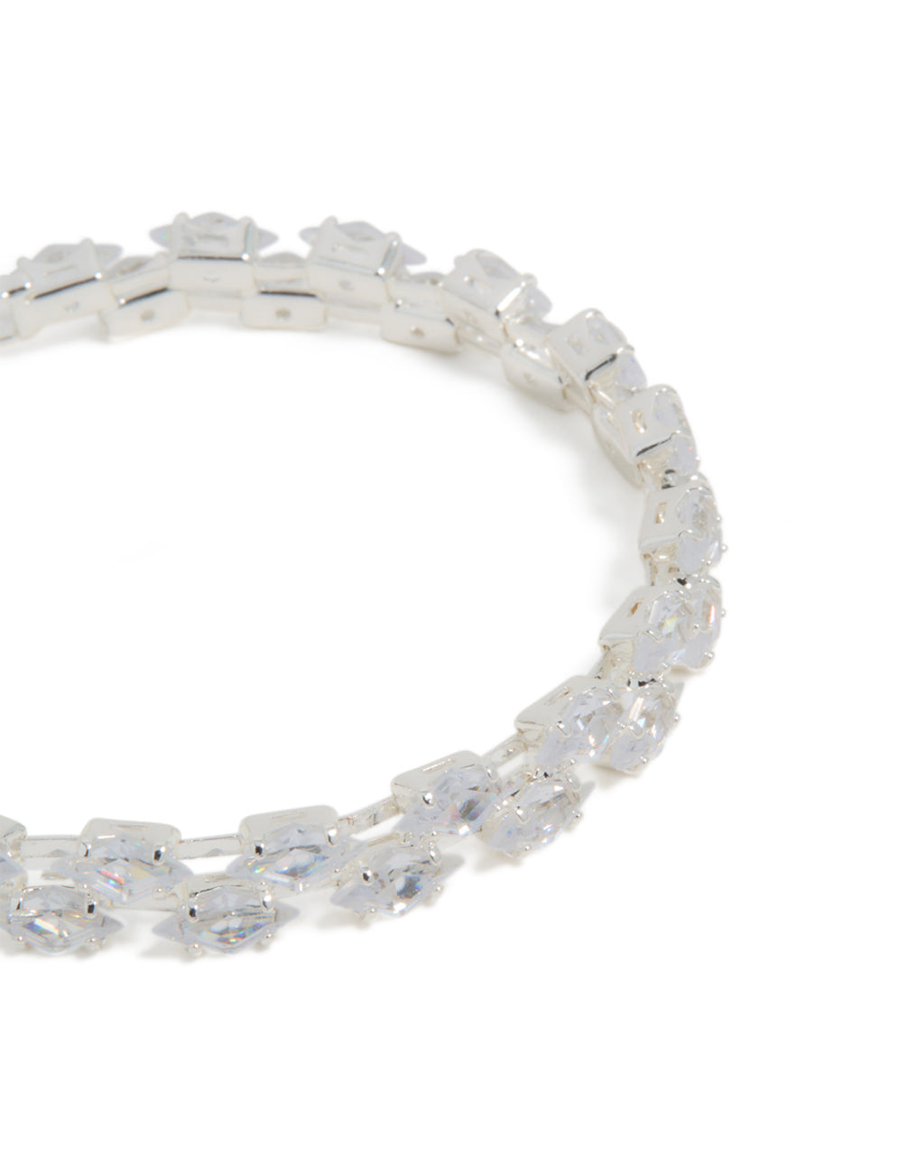 Silver Cubic Zirconia Navette Tennis Bracelet