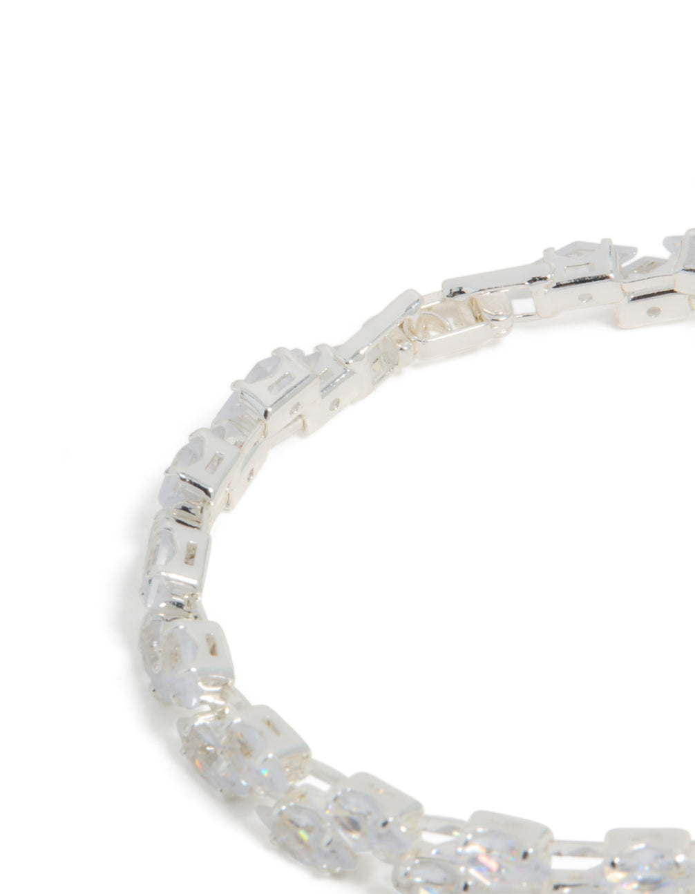 Silver Cubic Zirconia Navette Tennis Bracelet