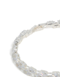 Silver Cubic Zirconia Navette Tennis Bracelet - link has visual effect only