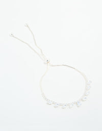 Silver Cubic Zirconia Navette Toggle Bracelet - link has visual effect only