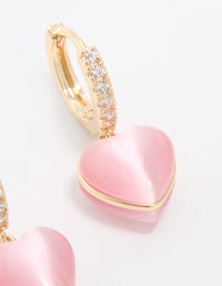 Gold Plated Cubic Zirconia Heart Hoop Earrings - link has visual effect only