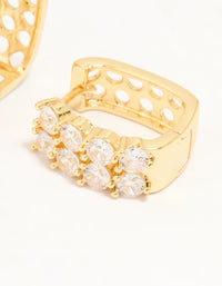 Gold Plated Cubic Zirconia Medium Oval Hoop Earrings - link has visual effect only