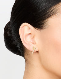 Gold Plated Cubic Zirconia Mini Butterfly Huggie Earrings - link has visual effect only