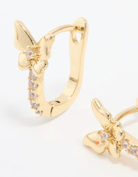 Gold Plated Cubic Zirconia Mini Butterfly Huggie Earrings - link has visual effect only