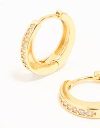 Gold Plated Cubic Zirconia Graduated Huggie Hoop Earrings - link has visual effect only