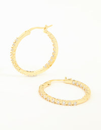 Gold Plated Cubic Zirconia Skinny Large Hoop Earrings - link has visual effect only