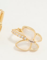 Gold Plated Cubic Zirconia Butterfly Huggie Earrings - link has visual effect only