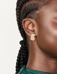 Gold Plated Diamante Pave Medium Huggie Earrings - link has visual effect only