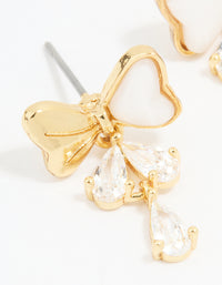 Gold Plated Cubic Zirconia Bow Teardrop Drop Earrings - link has visual effect only