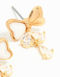 Gold Plated Cubic Zirconia Bow Teardrop Drop Earrings - link has visual effect only