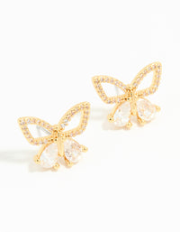Gold Plated Cubic Zirconia Butterfly Stud Earrings - link has visual effect only