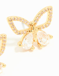 Gold Plated Cubic Zirconia Butterfly Stud Earrings - link has visual effect only