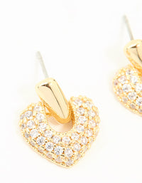 Gold Plated Cubic Zirconia Heart Drop Earrings - link has visual effect only