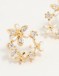 Gold Plated Cubic Zirconia Flower Wreath Stud Earrings - link has visual effect only