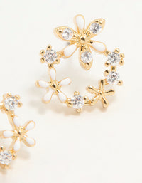 Gold Plated Cubic Zirconia Flower Wreath Stud Earrings - link has visual effect only