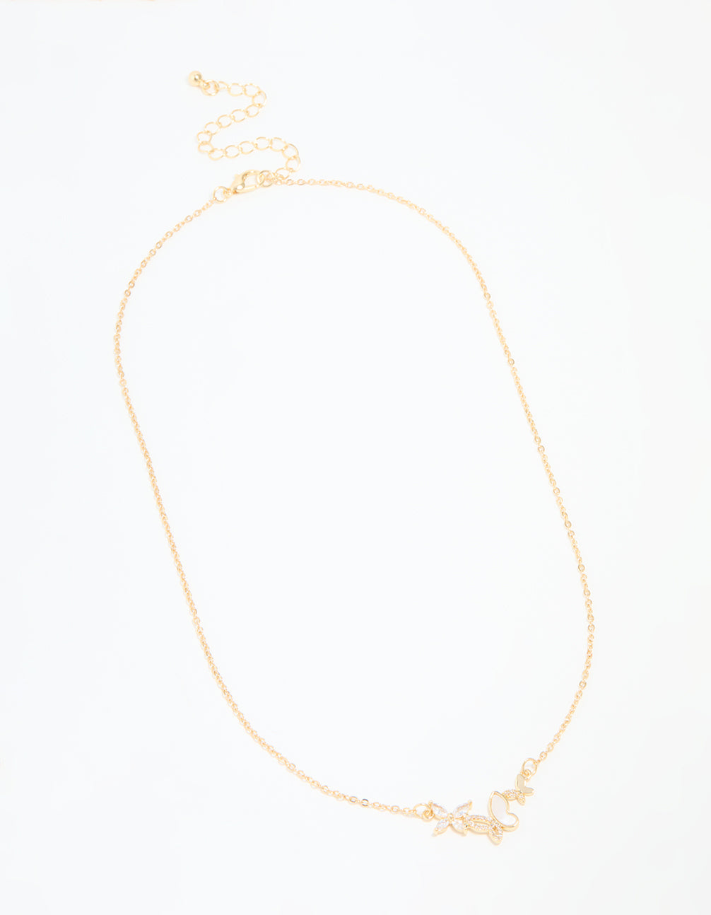 Gold Plated Cubic Zirconia Butterfly Pendant Necklace