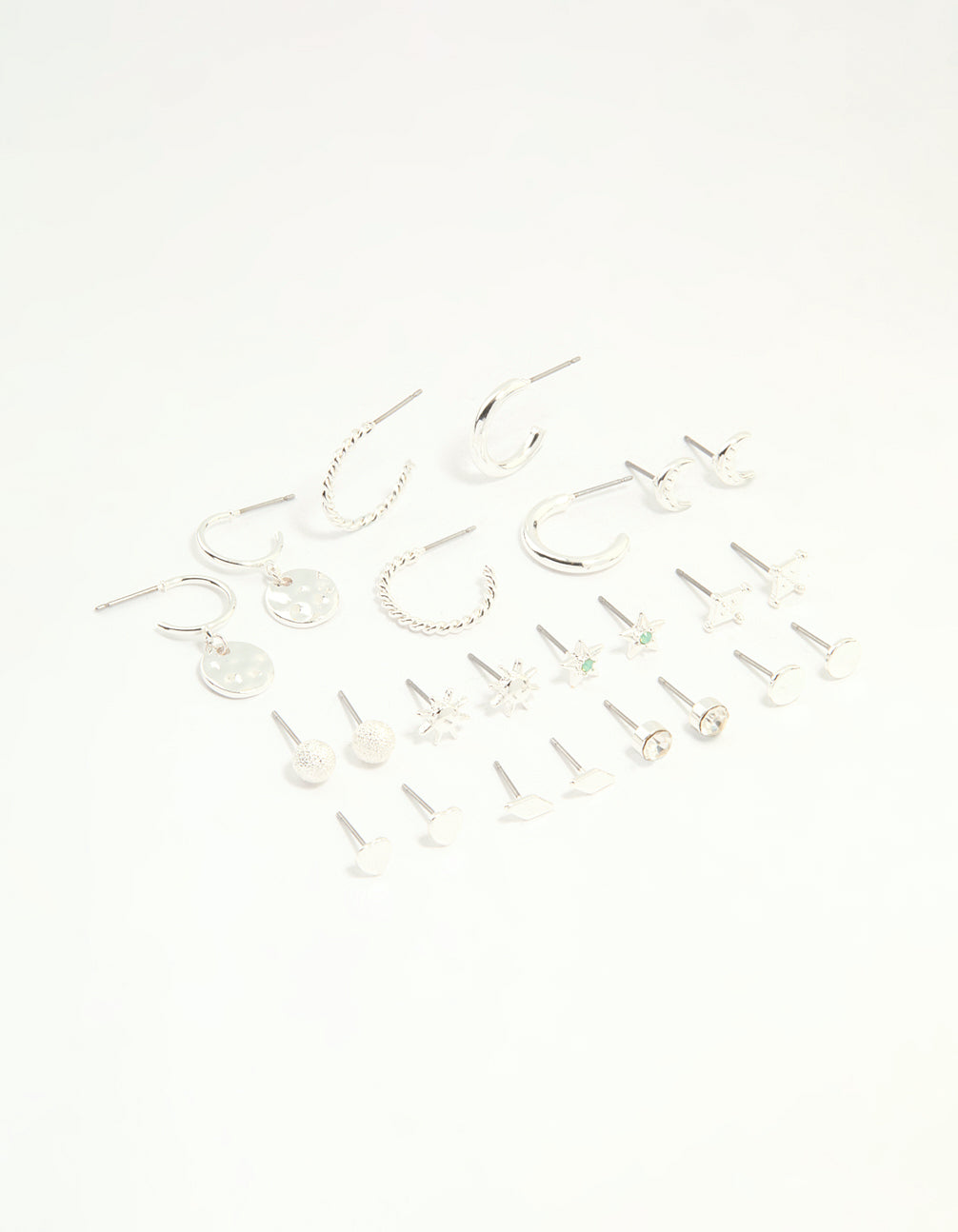 Silver Celestial Hoop & Stud Earrings 12-Pack