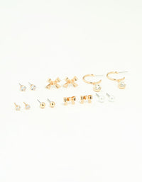 Gold Diamante & Pearl Earrings Stack 7-Pack - link has visual effect only