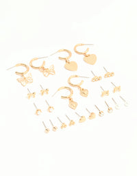 Gold & White Heart Butterfly Earrings 12-Pack - link has visual effect only