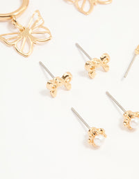 Gold & White Heart Butterfly Earrings 12-Pack - link has visual effect only